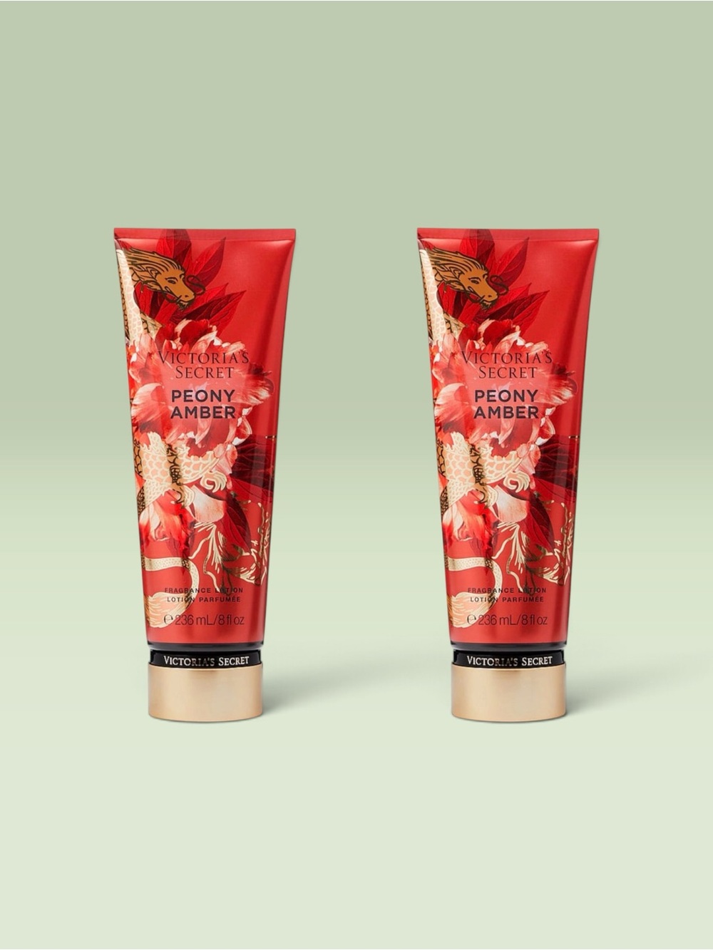 Victoria's Secret Peony Amber Body Lotion - Red & Gold Accents